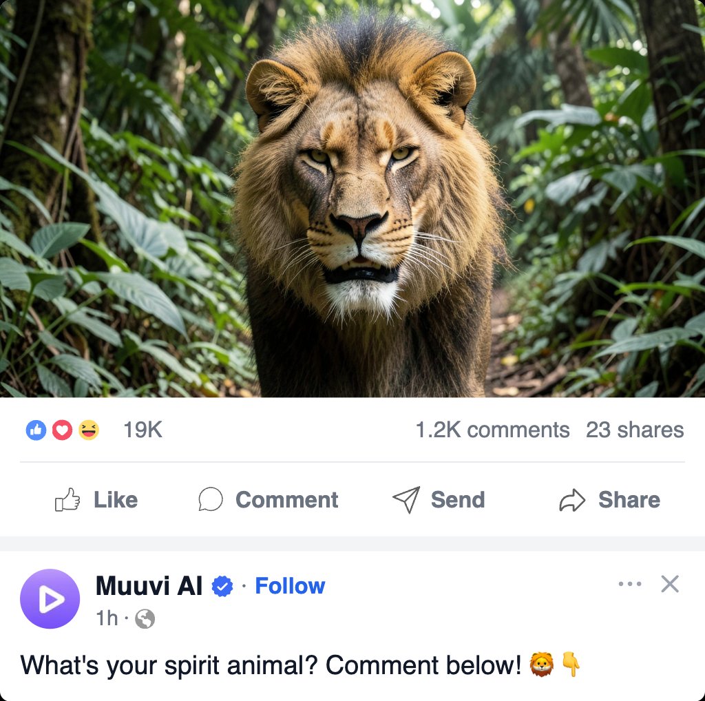 Angry Lion Jumping Facebook Post Template